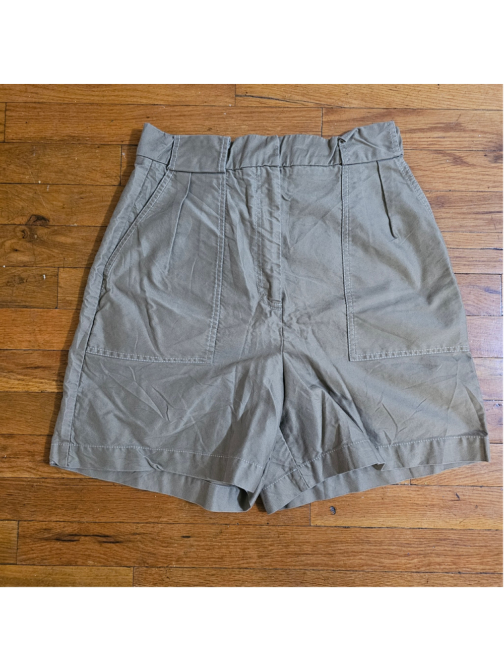 Sandro Paris Women's High Waist Shorts Size S Beige White